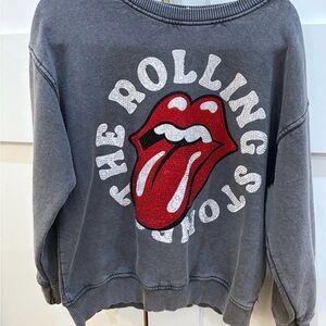 Gray Rolling Stones Sweatshirt with Red Logo